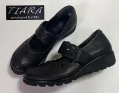 【未使用】TIARA ティアラ コンフォート レザーシューズ ストラップ付 4E