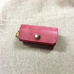 ハンドメイド♪ロロマレザーキーケース、ピンク
