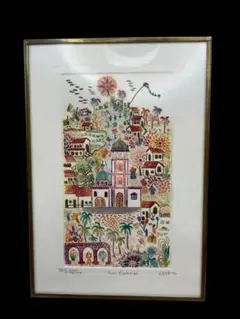 中古限定200部サイン入手彩色版画 Sn. Gabriel Block1995
