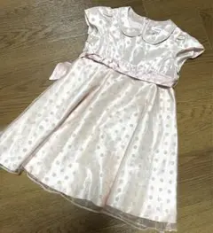 匿名配送　子供用　ピンク ドット柄 サテン ドレス