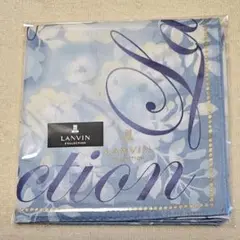 LANVIN 花柄 ロゴ入り ハンカチ