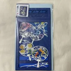 立体レーザーカットカード 金魚と花