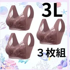 着痩せブラ　新品　3Lサイズ　ローズピンク　３枚組　バストアップ　補正下着