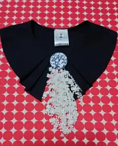 【SALE】ミナペルホネン　niko and　フリル付き黒つけ襟 レース装飾