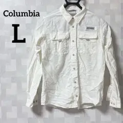 美品✨️Columbia 【L】長袖シャツ ホワイト ジャケット 袖ロールアップ