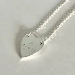 美品 GUCCI グッチ ハートプレート ネックレス シルバー925 洗浄済