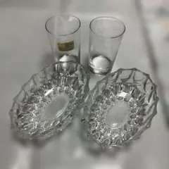昔の重厚な器　楕円型　佐々木硝子　シンプルで使いやすいグラス　計4客セット