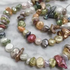 cR041/SALE！淡水パール◇マルチカラー　ケシバロック形1連