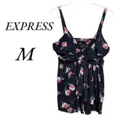 EXPRESS 花柄キャミソール フリル トップス ブラック Mサイズ