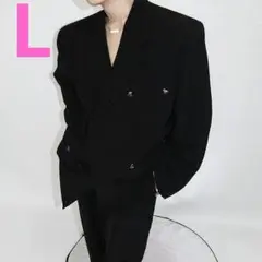 大特価❕肩パッド❕スタッズ❤️ダブルブレスト テーラード ジャケット黒 L