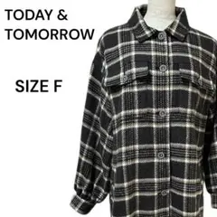 TODAY&TOMORROW ジャケット グレー サイズF コート チェック柄