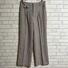 【ビスvis】レディースワイドパンツ チェック柄　ウエスト後ろ側ゴムあり　Ｍ