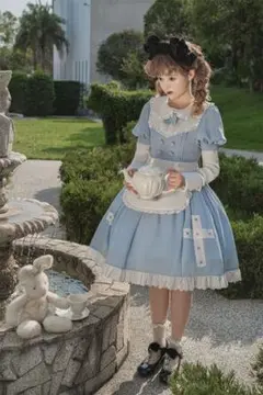 不思議の国のアリス エプロン ワンピース 十字架 メイド ロリータ 甘ロリ