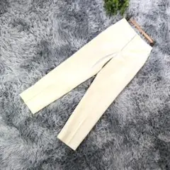 INED【M相当】アイボリー スリムフィット ハイウエスト スラックス シンプル