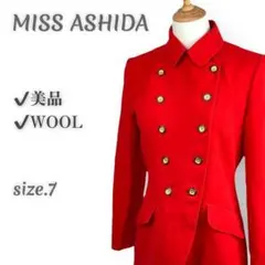 【美品◎】 ミスアシダ ウール100% トレンチコート Aライン 映えカラー 赤