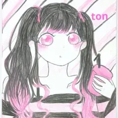 小6 ton 手描きイラスト「ストライプ」はがきサイズ