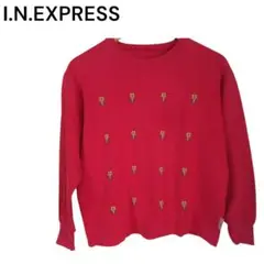 I.N.EXPRESS レナウン　花刺繍 トレーナー 赤