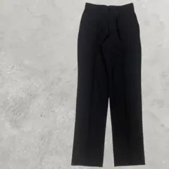【美シルエット】スラックス ストレートパンツ センタープレス黒 無地 M~L相当