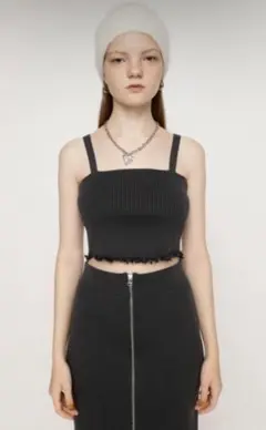 SLY DAMAGING RIB BRA TOP リブ ブラトップ グレー