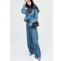 23区 Oggi 掲載洗えるDENIM ストレッチ ワイドパンツ