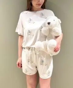 【COOL】しろくま柄Tシャツ&ロングパンツ COOL】シロクマ柄冷感Tシャツ＆ロングパンツSET