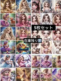 赤字処分　即購入のみ　5枚セット　女の子柄　中パネル生地　30個　コットン生地