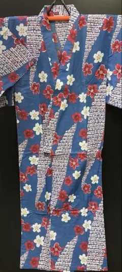 【新品】浴衣 藍色×桜柄 M-Lサイズ 花柄 CASUAL YUKATA 002