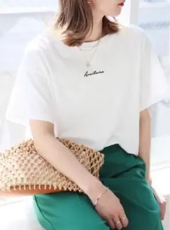 ロゴ刺繍Tシャツ［ze310］ホワイト ロゴ入り Tシャツ