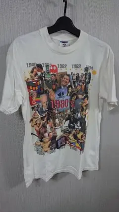 JERZEES 1980'S ヒストリー プリント ホワイト Tシャツ M