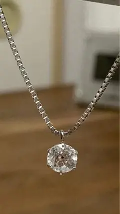 pt850 天然ダイヤモンド 0.9ct ネックレス ベネチアン 大粒