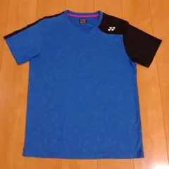 ヨネックス YONEX 吸汗速乾 Vネック Tシャツ 青/黒 サイズO