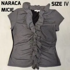 NARACAMICIE 半袖シャツ フリル チェック ブラウス ナラカミーチェ