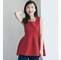 ベースメントオンライン　ペプラムニット　RED