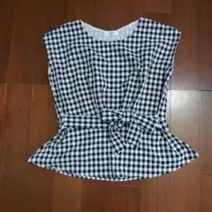 OFUON　オフオン　ノースリーブカットソー　プルオーバー　美品　チェック　38