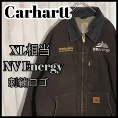 【入手困難】カーハート☆企業系 刺繍ロゴ 革ロゴ 裏ボアダックジャケットXL相当