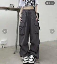 MYMOOD ルーズカーゴパンツ　グレー　Mサイズ