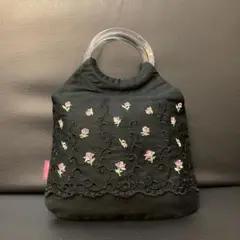 メゾピアノ　希少　ハンドバッグ　花刺繍