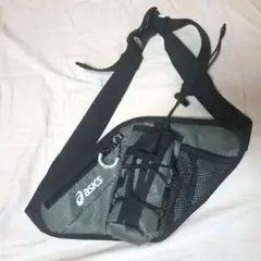 asics ボディバッグ グレー ボトルホルダー付き