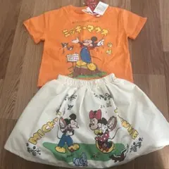 ミッキーマウスTシャツ（80サイズ）とミニースカート（90サイズ）セット