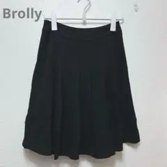 【Brolly】プリーツスカート　フレア　ひざ丈　ブラック　オフィスカジュアル