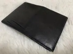 【新品未使用】国産レザーパスケース マネークリップ(ブラック)