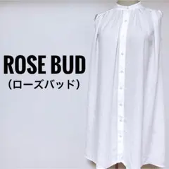 ROSE BUD ローズバッド バンドカラー ノースリーブ ワンピース 白色