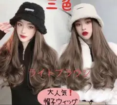 新品未使用リアル帽子ウィッグロングカールかぶるだけネット付