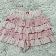 メゾピアノ ギンガムチェックキュロット フリルショートパンツ 130