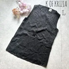 K OF KRIZIA クリツィア　ノースリーブ　豹柄　シャツ　L ブラック　黒