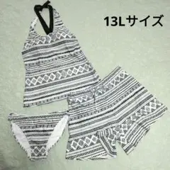 海♡プール【ネイビー】幾何学模様 13L セパレート水着　三点セット