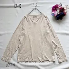 ユーエスネーバル 長袖カットソー ロンT スキッパーネック ベージュ 【M】