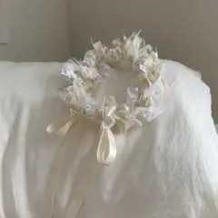 リボンクラウン　ベージュ　ハンドメイド