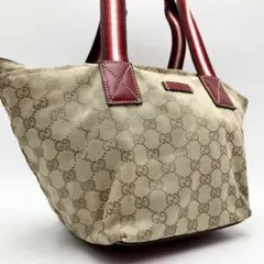 【上美品】GUCCI シェリーライン トートバッグ GGキャンバス レザー 赤