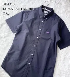 BEAMS ビームス 日本製 ボタンダウンシャツ 半袖シャツ M ネイビー
